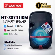 ASATRON HT-8870 UKM SPEAKER PORTABLE MEETING BLUETOOTH WIRLESS 12INCH RMS 50W INCLUDE MIC WIRELESS 2