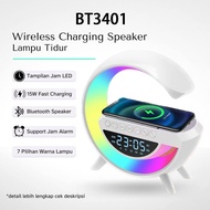 BT3401 Bluetooth Speaker 15W LED Atmosphere RGB Light Wireless Charger Desk Lamp Smart Speaker