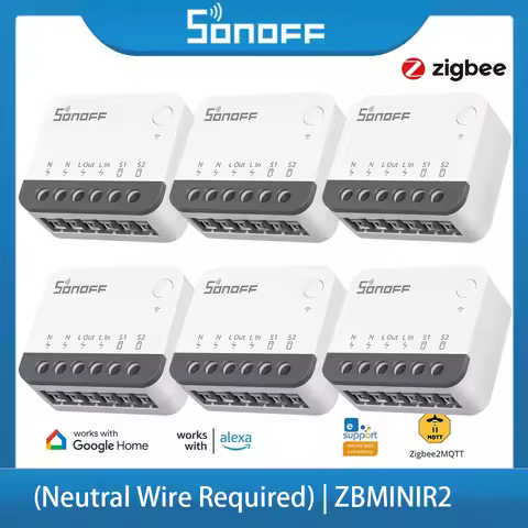 SONOFF ZBMINIR2 Extreme Zigbee 3.0 Smart Switch Smaller 2 Way Control Timer Requird Neutral Wire Via