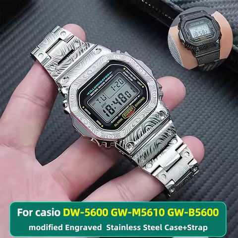 DW5600 Engraving Metal Case Bezel for Casio GW-B5600 GW-M5610 GWX5600 Mod Kit Stainless Steel Watchb