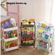 [Elegant _home]Home Living Foldable Trolley Organizer Cart Kitchen Rack Movable Trolley With Handle