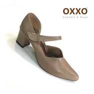 OXXOรองเท้าส้นสูง รองเท้าคัทชูหัวแหลม หนังนิ่ม ใส่สบาย มีสายคาดหลังเท้าปรับระดับได้ FF3039