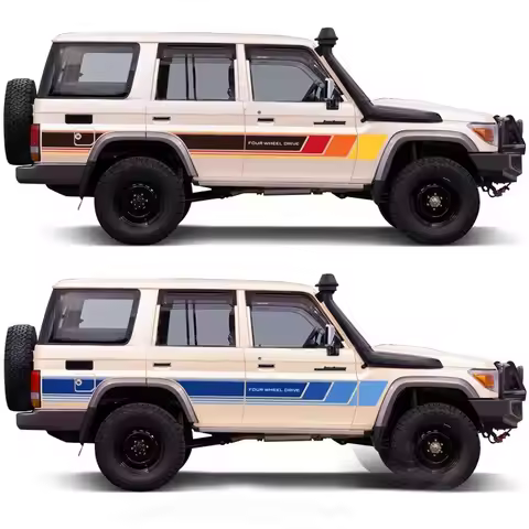 Retro Yellow Black Red Gray Side Stripe line Sticker Decal Graphics Blackout Vinyl Precut Wrap for L