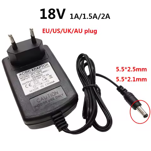 18V Power Supply 18V DC Source 18 V 18 Volt Power Supply 18V Transformer Adapter 2A 1.5A 1A UK AU EU