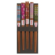 SUNLIFE 天然竹製筷子5雙組  22.5cm  竹小花  1組