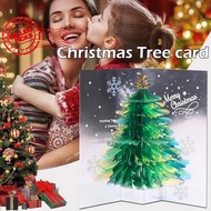 3D Christmas Tree Greeting Card Creative Glitter Christmas Gift Card K3Q3