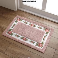 ONLYGOODS 1 Pcs Flower Rug, 16*24Inch Microfiber Pink Rug,  Non-Skid Absorbent Pink Bathroom Rugs Ba