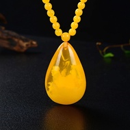Natural Baltic Amber Drop Pendant Jewelry Necklace Men Women Sweater Chain Charms Necklace Lucky Amulet Gifts Jewelry Accessorie