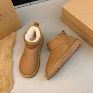 Ugg Anti-slip Kasut Salji Kulit Kalis Air Wanita 2024 Gaya Baharu Bulu Musim Sejuk Bersepadu Lapik B