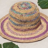 手工編織棉麻帽 編織帽 漁夫帽 遮陽帽 草帽-法式漸層糖果馬卡龍
