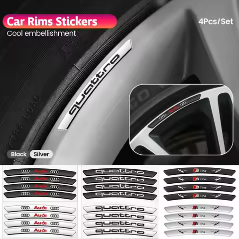 4pcs Aluminum Logo Car Wheel Rim Hub Sticker Car Decoration For Audi sline A4 B7 B8 B9 A3 8P 8V 8L A