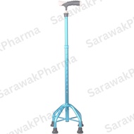 [ 1 unit ] Beautiful Quad Cane Aluminium Small Round Base 4 Legs Adjustable Height Tongkat 4 Kaki St