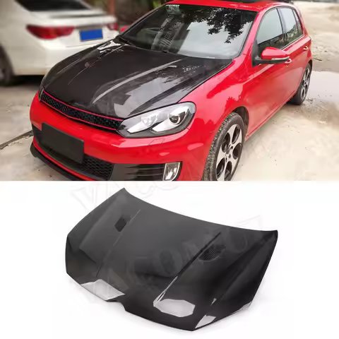 Carbon Fiber Front Engine Hood Air Vent Cover for Volkswagen VW Golf 6 VI MK6 GTI R20 Car Bonnet Cap