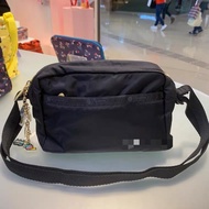 Li Shi Bao กระเป๋าสะพายแฟชั่นพิมพ์ Messenger สีดำบริสุทธิ์2434