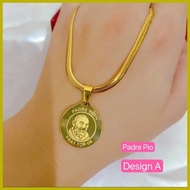 ➻ □ ❣ 【No Box】PADRE PIO Necklace Stainless Steel Gold padre pio necklace for women for men