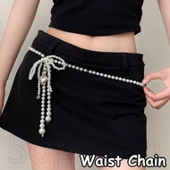 Imitation Pearls Tassel Body Waist Chain - Fashion, Delicate, Y2K - 3D Metal Heart Pendants - Adjust