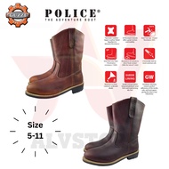 POLICE 91494 | Men High Cut Safety Work Boots - Steel Toe Cap, Steel Plate, Goodyear Welt, Genuine L