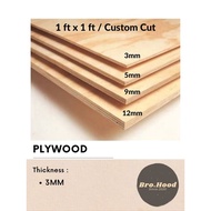 Plywood board sheet papan kayu Grade A【Ready Stock】3mm/5mm/9mm/12mm thickness 1 FT X 1 FT or CUSTOM 