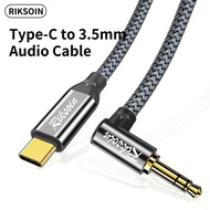 RIKSION USB C to 3.5mm 90 degrees Audio Cable Adapter Type-C to 3.5mm Male Hi-Fi Stereo Cord Headpho