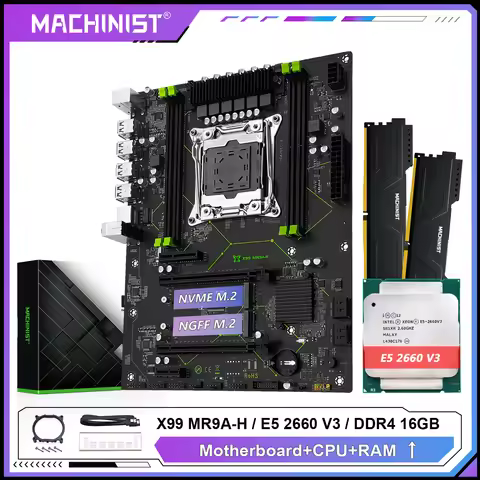 MACHINIST X99 Motherboard combo optional Xeon E5 2660 V3 LGA 2011-3 CPU and DDR4 16GB RAM Kit Dual-c