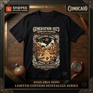 1973 Vintage Series T-Shirt - Men's Distro T-Shirt Wanita - Nostalgic Word T-Shirt, 24s Combed Cotto