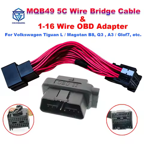 MQB49 5C Cable Short Circuit Wire Smart Key All Key Lost With 1-16Pin OBD2 Adapter for TIGUAN L/ Pas