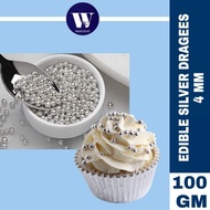 [100GM] SILVER DRAGEES | EDIBLE SILVER BALL 4MM | MANIK SILVER HIASAN KEK | CAKE DECORATION SPRINKLE