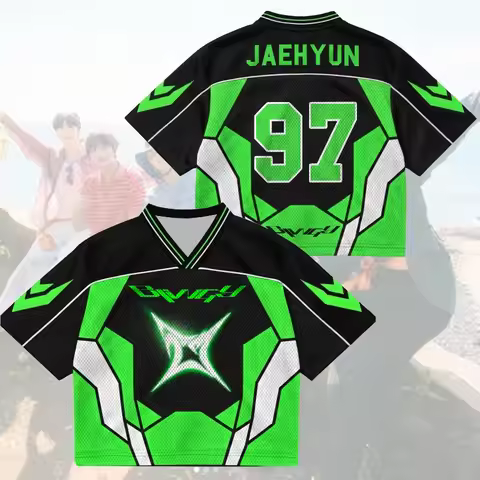 Women's JAEHYUN 97 NCT 127 Blingy Album Come Back Mixed Mesh Jersey Gift for Fans Mesh Star Graphic 
