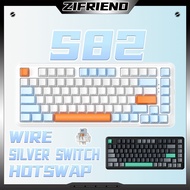 Zifriend S82 Wired Mechanical Keyboard Hot Swappable Side carving 82 Keys White Backlit Silver Switc