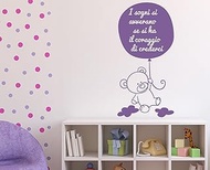 Wall Stickers-Teddy Bear Among The Clouds Wall PVC, Lavender 60 X 30 cm X 0.1 cm