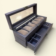 木紋PU皮手錶收納盒(6格)