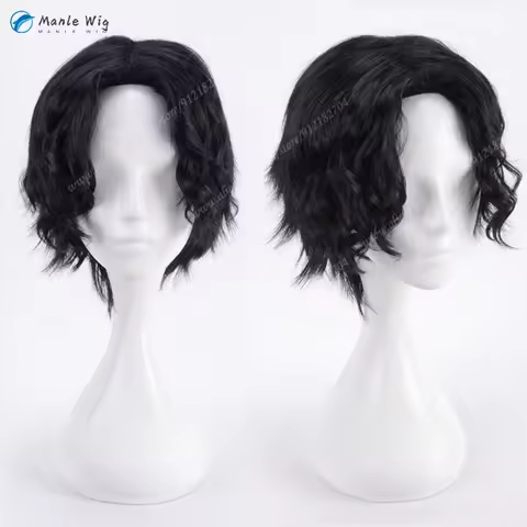 Anime Kibutsuji Muzan Cosplay Wig Black Wigs Heat Resistant Synthetic Hair Halloween Cosplay Anime W