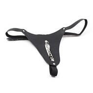 [Ready Stock] Rosie Female Panties Chastity T Pants Lingerie Bondage BDSM Sex Belt Harness PU Leather Open Mouth With Chain Audlt Sex Toy