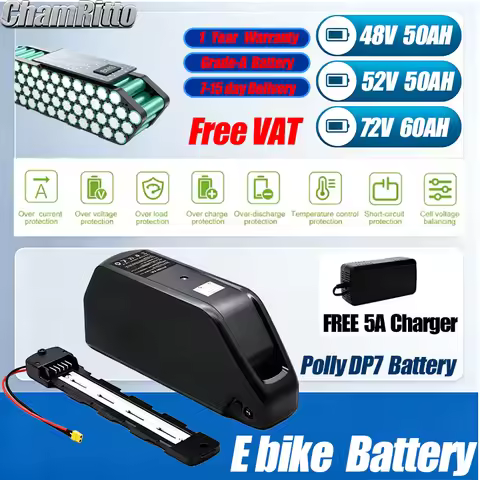Electric bicycle Lithium Battery Polly DP7 ebike 48V 52V 36V 60V 30ah 40 50Ah 60Ah battery 21700 Dow