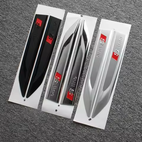 1Pair Audi Sline Side Label Decorative Sticker A3 A4 B8 8P A6 C7 A5 Q5 B7 B6 B9 A7 SLINE Q3 Q7 Car L