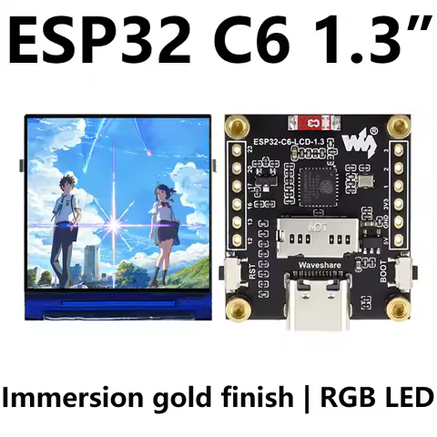 ESP32-C6 LCD Development Board 1.3 inch Display 1.3inch 240x240 Screen ST7789 Mini TV SD-Port QST LV