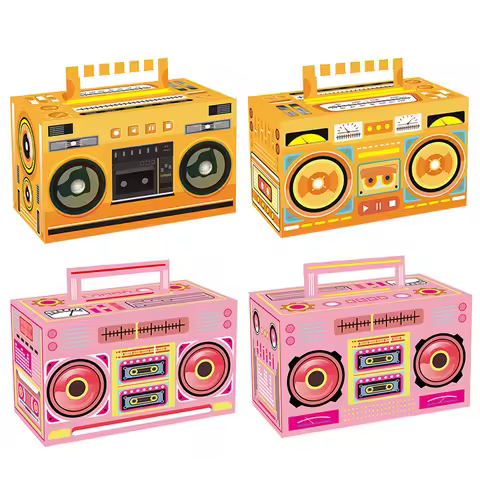 10/30/50pcs Paper Cassette Tape Buckets Candy Cookies Gifts Boxes 80s 90s Retro Disco Music Party Hi