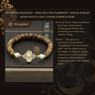 Agarwood Bracelet_Feng Shui Five Elements_6mm/8mm_Mixed 4-Leaf Clover Charm & Pearl_9Fengshui