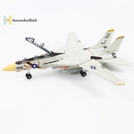 <Hoembellish> 1:72 Scale F-14 Tomcat Fighter Jet Model - White & Black ABS Plastic Aircraft With Det