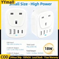 Extension Plug Adapter With USB + Type C,Multi Plug Socekt Charger Adaptor for iPhone Travel Adapter