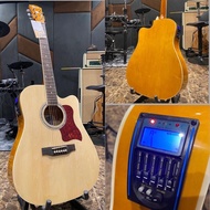 กีต้าร์โปร่ง กีต้าร์โปร่งไฟฟ้า kazuki kz41c ขนาด41นิ้ว งานดีสวย เล่นง่ายคอเล็ก มีเครื่องตั้งสายในตัว