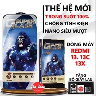 Redmi 13/ 13X/ 13C Tempered Glass full screen transparent. Screen protector