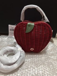 Kate Spade 絕版蘋果紅色藤織袋
