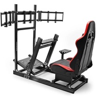 Supllueer 8040 Aluminum Sim Racing Cockpit With 3 Display Stand And Gaming Seat, Compatible With Log