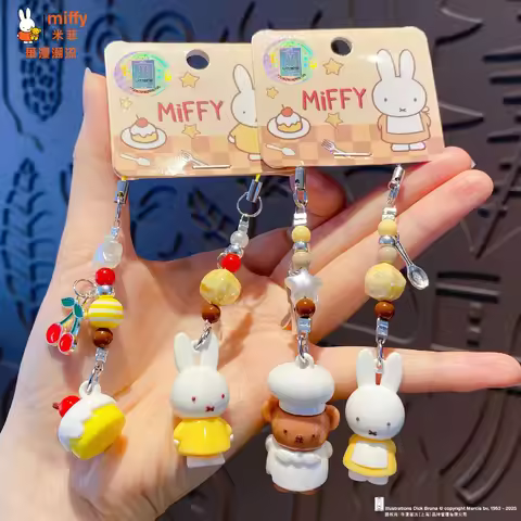 Cartoon Miffy Keychains Boris Melanie Snuffy Pendant Key Chain Bag Decorations Cute Rabbit Model Pen