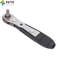 SUYO 2 pcs Right Angle Screwdriver, 1/4 Inch Drive Low Profile Mini Ratchet Wrench, Magnetic Close Q