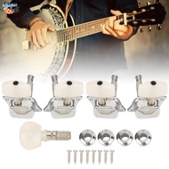 CAUSI Banjo Tuning Peg, Semi Closed Metal And PVC Banjo Tuners, Professional 4+1 String White and Si