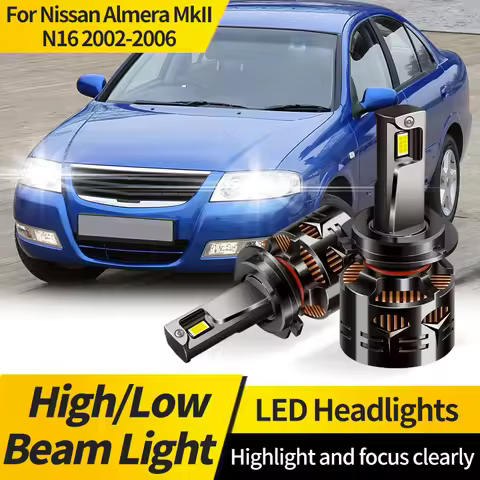 2PCS For Nissan Almera MkII N16 2002-2006 H7 LED Headlight Bulbs Super Bright CSP White Hi/Lo Beam L