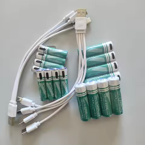 1.5V USB Rechargable Lithium Battery AA 2200mAh + AAA 600mAh Actual Capacity Fast Charging 2000+ Cha