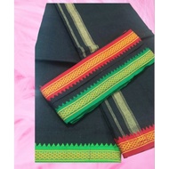 karuppu vesti 8x3cotton black dhoti with silver jari  vesti/karuppu vesti/ vesti angavastram/cultura